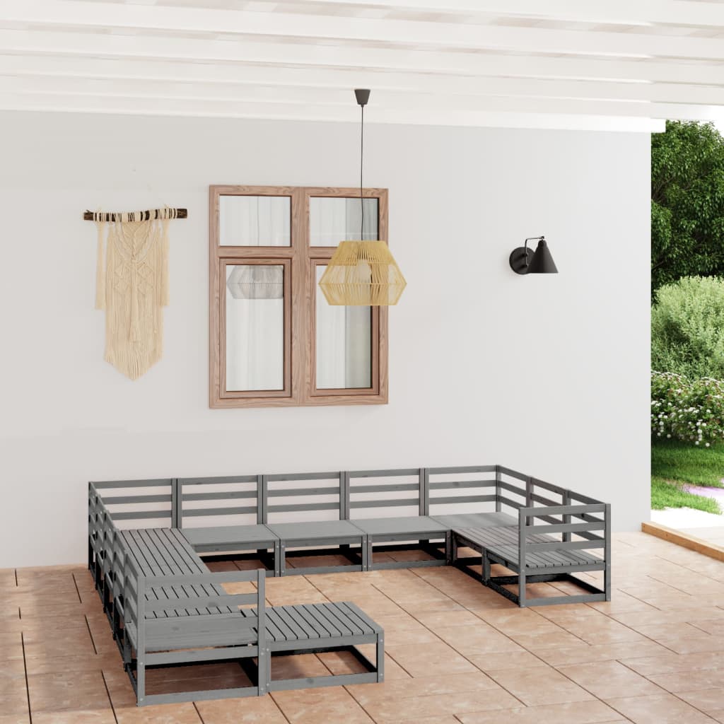 vidaXL 12-tlg. Garten-Lounge-Set Massivholz Kiefer