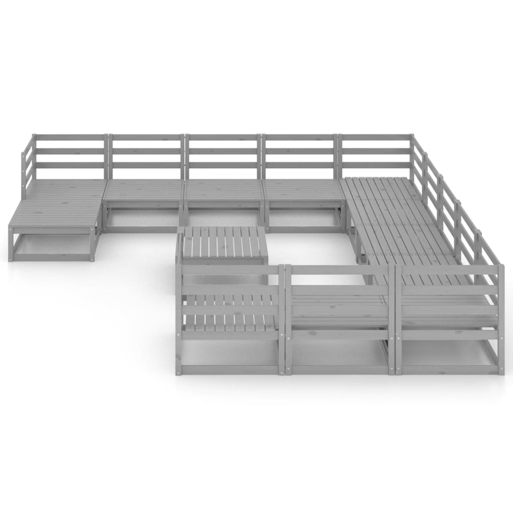 Градински лаундж комплект, 13 части, бор масив