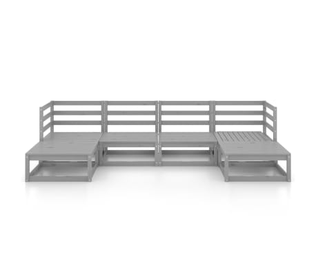 vidaXL 6 Parta Gar&eth;s&oacute;fasett Gegnheill Furuvi&eth;ur