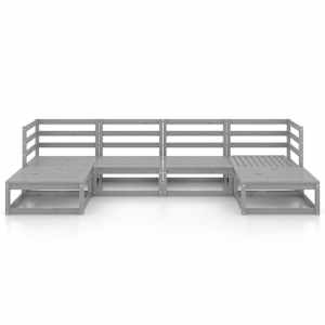 vidaXL 6 Parta Gar&eth;s&oacute;fasett Gegnheill Furuvi&eth;ur