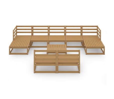 vidaXL Sodo poilsio baldų komplektas, 10 dalių, pu&scaron;ies masyvas