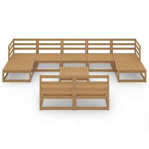 vidaXL Sodo poilsio baldų komplektas, 10 dalių, pu&scaron;ies masyvas