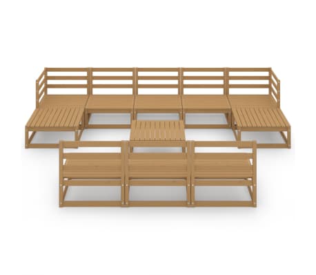 vidaXL Sodo poilsio baldų komplektas, 11 dalių, pu&scaron;ies masyvas