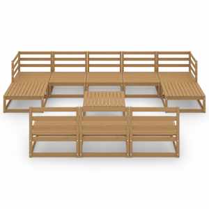 vidaXL Sodo poilsio baldų komplektas, 11 dalių, pu&scaron;ies masyvas