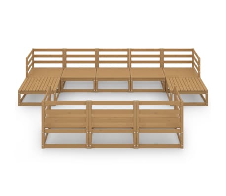 vidaXL Sodo poilsio baldų komplektas, 10 dalių, pu&scaron;ies masyvas