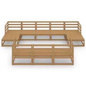 vidaXL Sodo poilsio baldų komplektas, 10 dalių, pu&scaron;ies masyvas