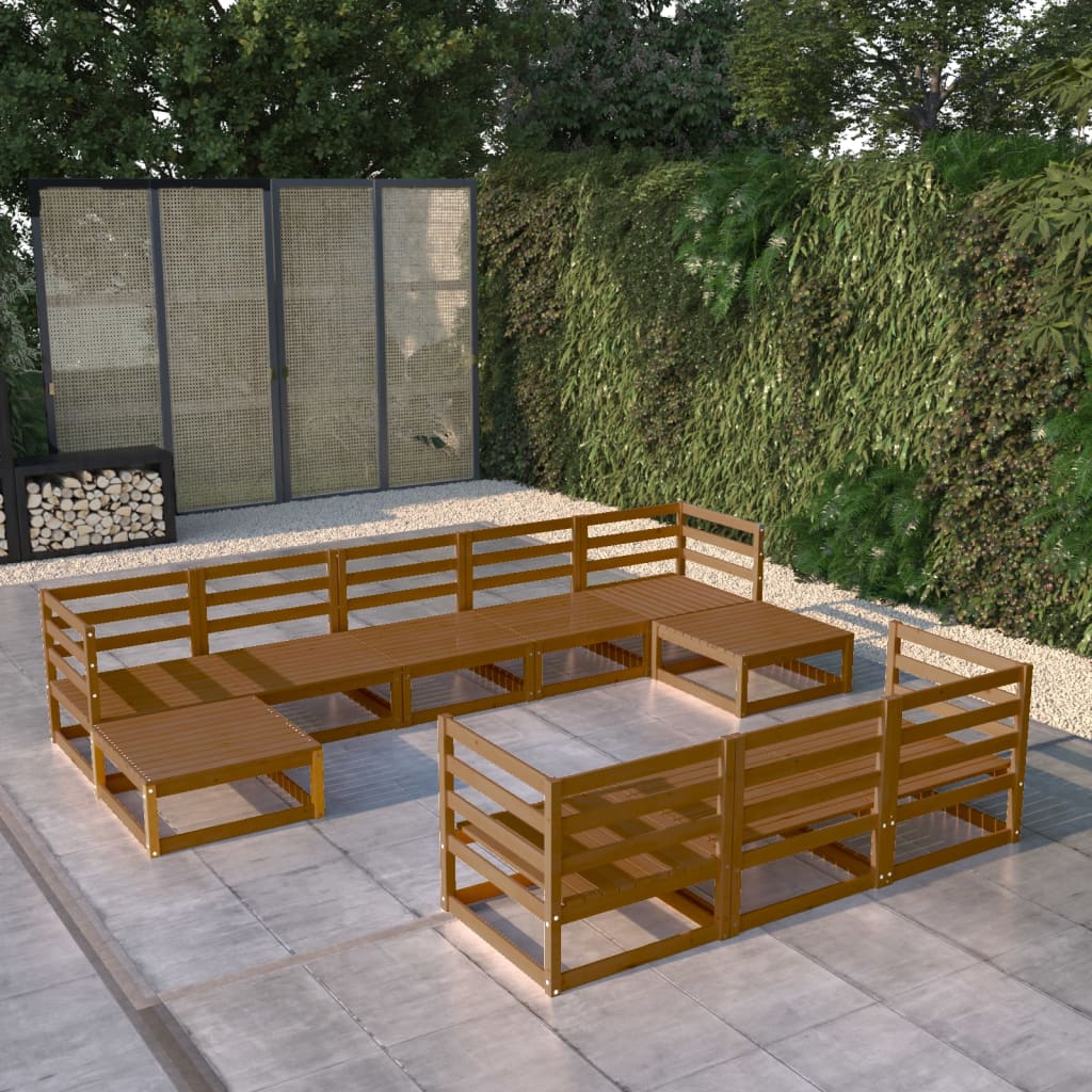 vidaXL 10-tlg. Garten-Lounge-Set Massivholz Kiefer