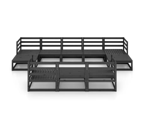 vidaXL Sodo poilsio baldų komplektas, 10 dalių, pu&scaron;ies masyvas