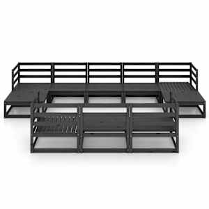 vidaXL Sodo poilsio baldų komplektas, 10 dalių, pu&scaron;ies masyvas