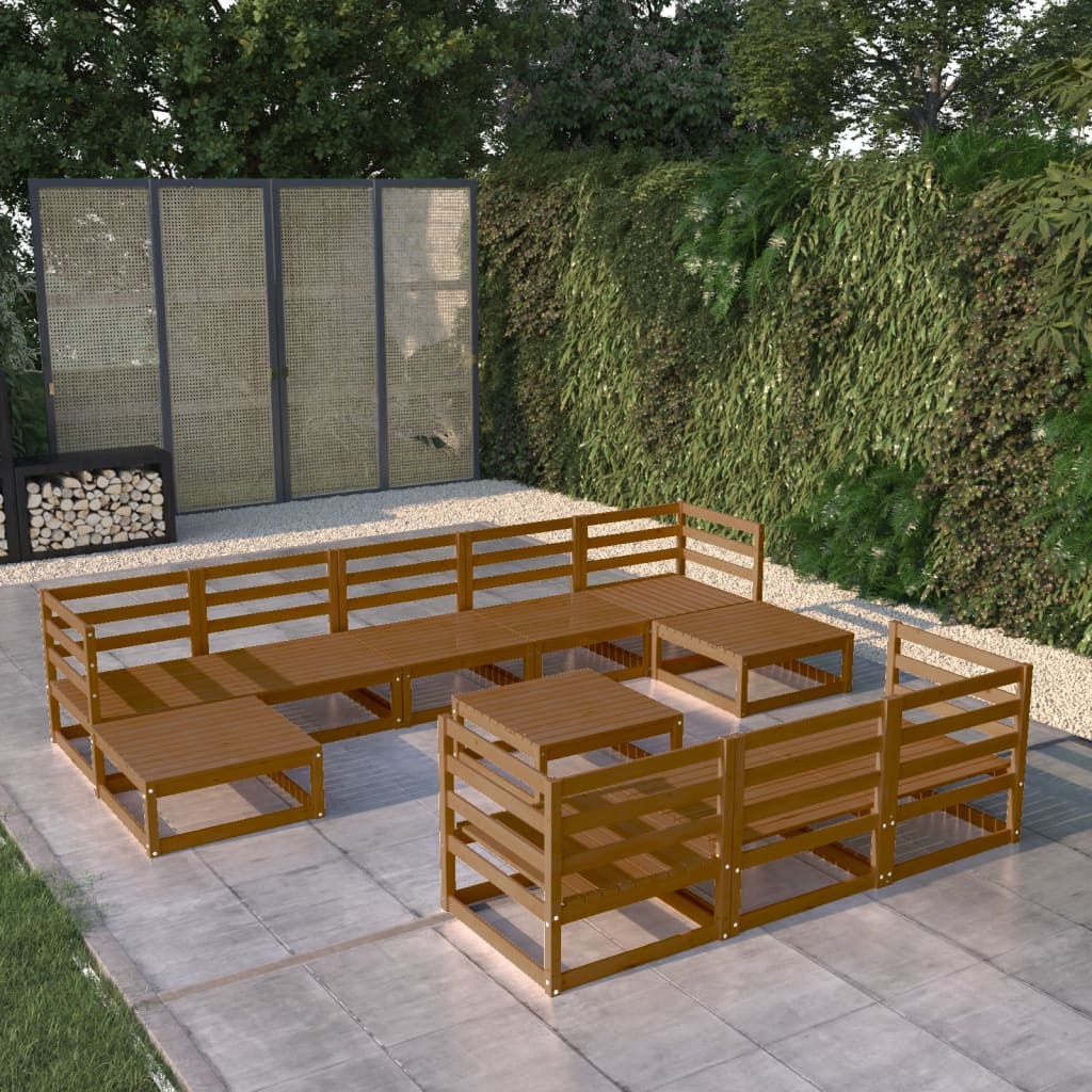 vidaXL 11-tlg. Garten-Lounge-Set Massivholz Kiefer