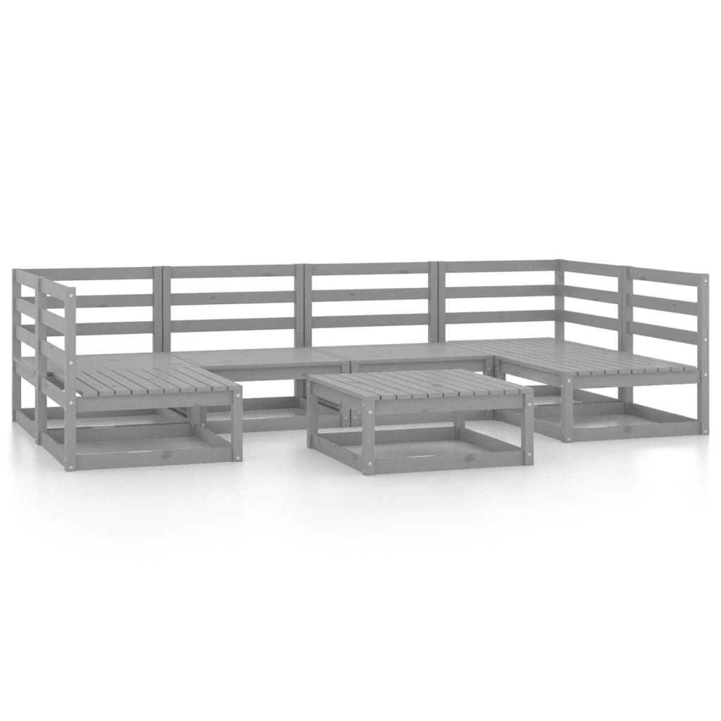 Градински лаундж комплект, 7 части, бор масив