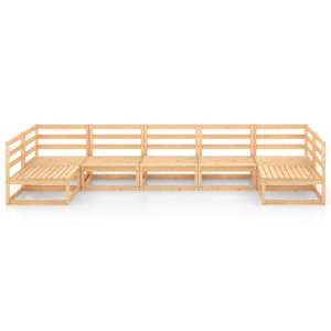 vidaXL Sodo poilsio baldų komplektas, 7 dalių, pu&scaron;ies medienos masyvas