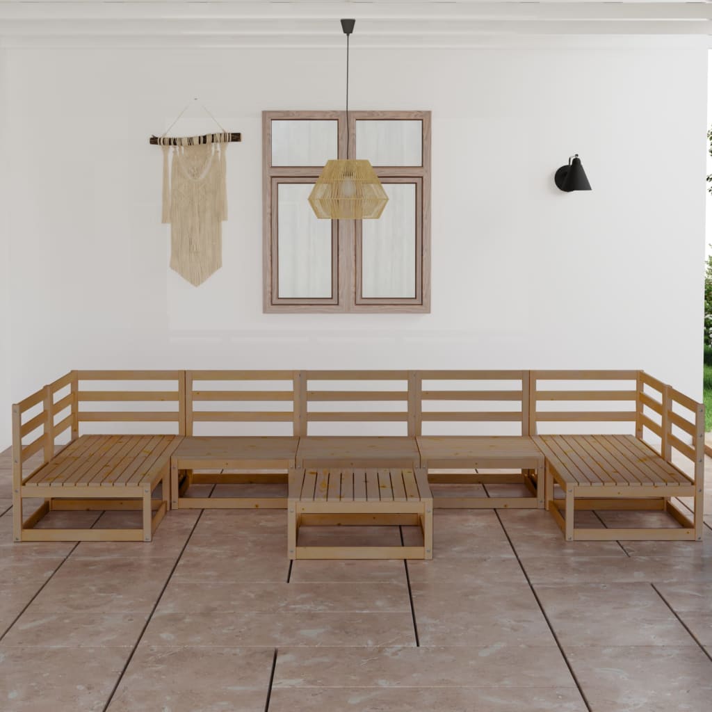 8-tlg. Garten-Lounge-Set Massivholz Kiefer