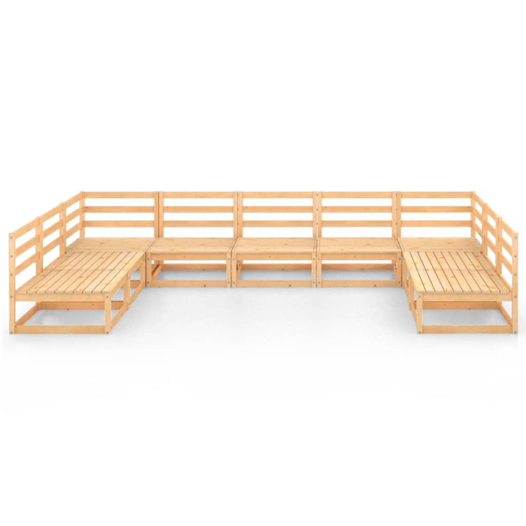 Градински лаундж комплект, 9 части, бор масив