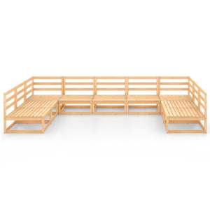 vidaXL Sodo poilsio baldų komplektas, 9 dalių, pu&scaron;ies medienos masyvas