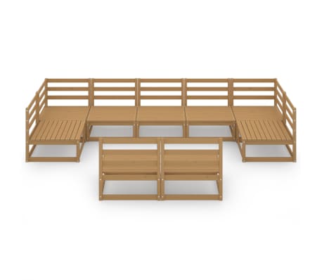 vidaXL Salon de jardin 9 pcs bois de pin massif