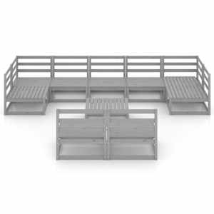 vidaXL Sodo poilsio baldų komplektas, 10 dalių, pu&scaron;ies masyvas