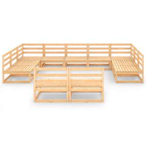 vidaXL Sodo poilsio baldų komplektas, 11 dalių, pu&scaron;ies masyvas