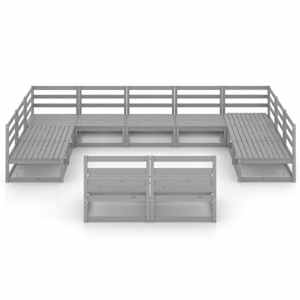 vidaXL Sodo poilsio baldų komplektas, 11 dalių, pu&scaron;ies masyvas