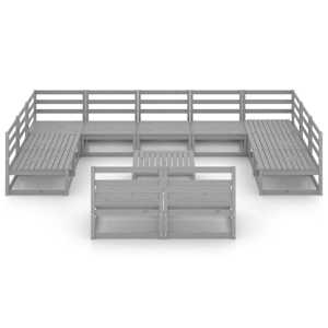 vidaXL Sodo poilsio baldų komplektas, 12 dalių, pu&scaron;ies masyvas