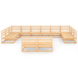 vidaXL Sodo poilsio baldų komplektas, 12 dalių, pu&scaron;ies masyvas