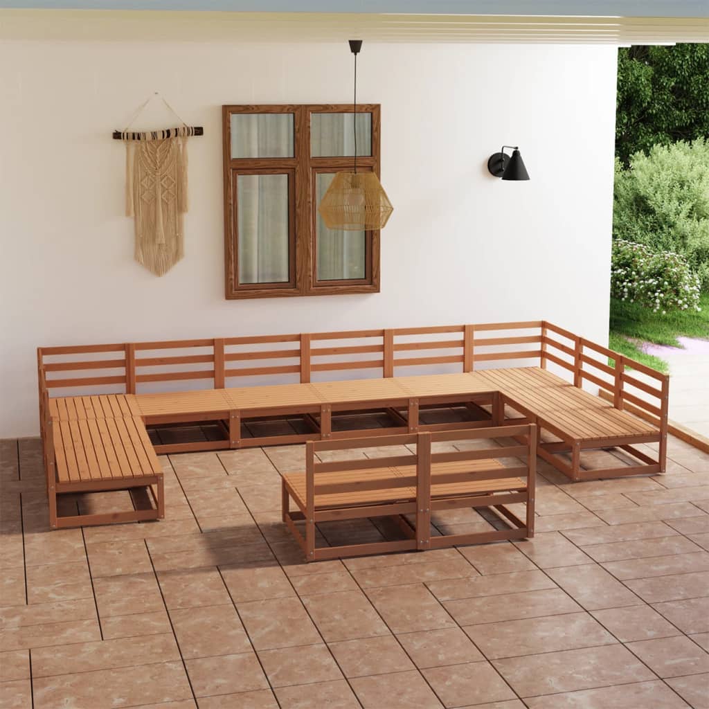 vidaXL 12-tlg. Garten-Lounge-Set Massivholz Kiefer