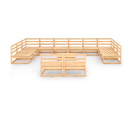 vidaXL Sodo poilsio baldų komplektas, 13 dalių, pu&scaron;ies masyvas