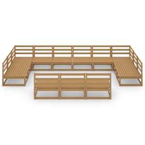 vidaXL Salon de jardin 13 pcs bois de pin massif