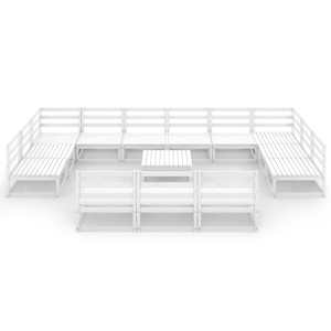 vidaXL Градински лаундж комплект от 14 части, борово дърво масив