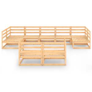 vidaXL طقم جلسة حديقة 9 قطع خشب صنوبر صلب