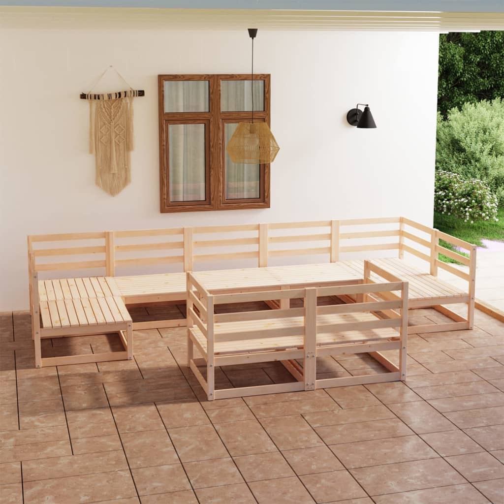 vidaXL 9-tlg. Garten-Lounge-Set Massivholz Kiefer