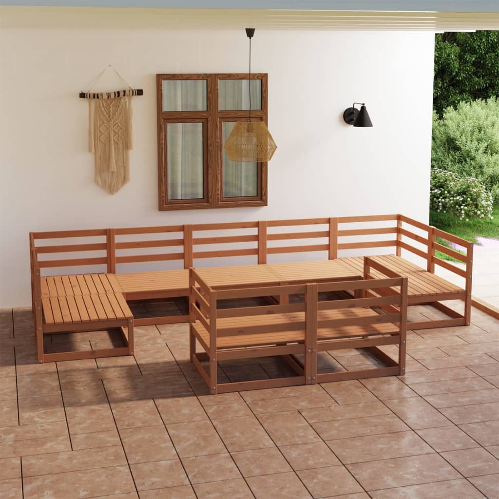 vidaXL 9-tlg. Garten-Lounge-Set Massivholz Kiefer