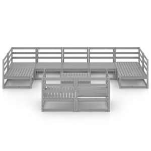 vidaXL Sodo poilsio baldų komplektas, 10 dalių, pu&scaron;ies masyvas