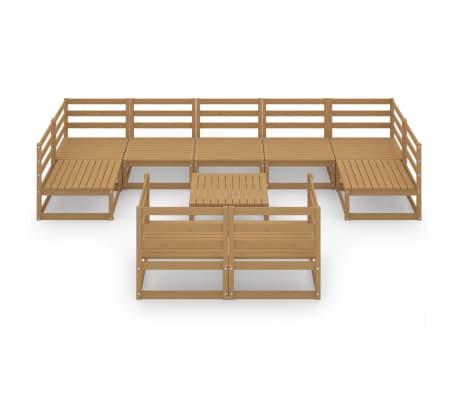vidaXL 10 Piece Garden Lounge Set Solid Pinewood
