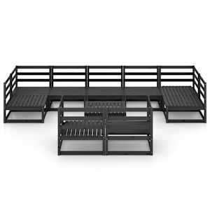 vidaXL Sodo poilsio baldų komplektas, 10 dalių, pu&scaron;ies masyvas