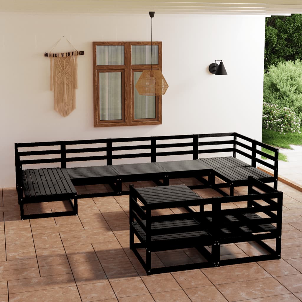 vidaXL Set mobilier de grădină, 10 piese, lemn masiv de pin vidaXL
