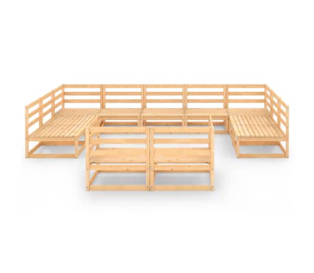 vidaXL Sodo poilsio baldų komplektas, 11 dalių, pu&scaron;ies masyvas