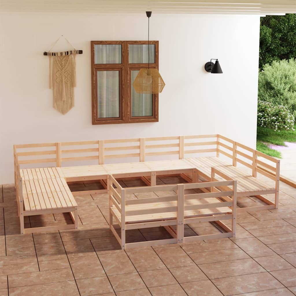 vidaXL 11-tlg. Garten-Lounge-Set Massivholz Kiefer