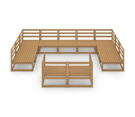 vidaXL Salon de jardin 11 pcs bois de pin massif