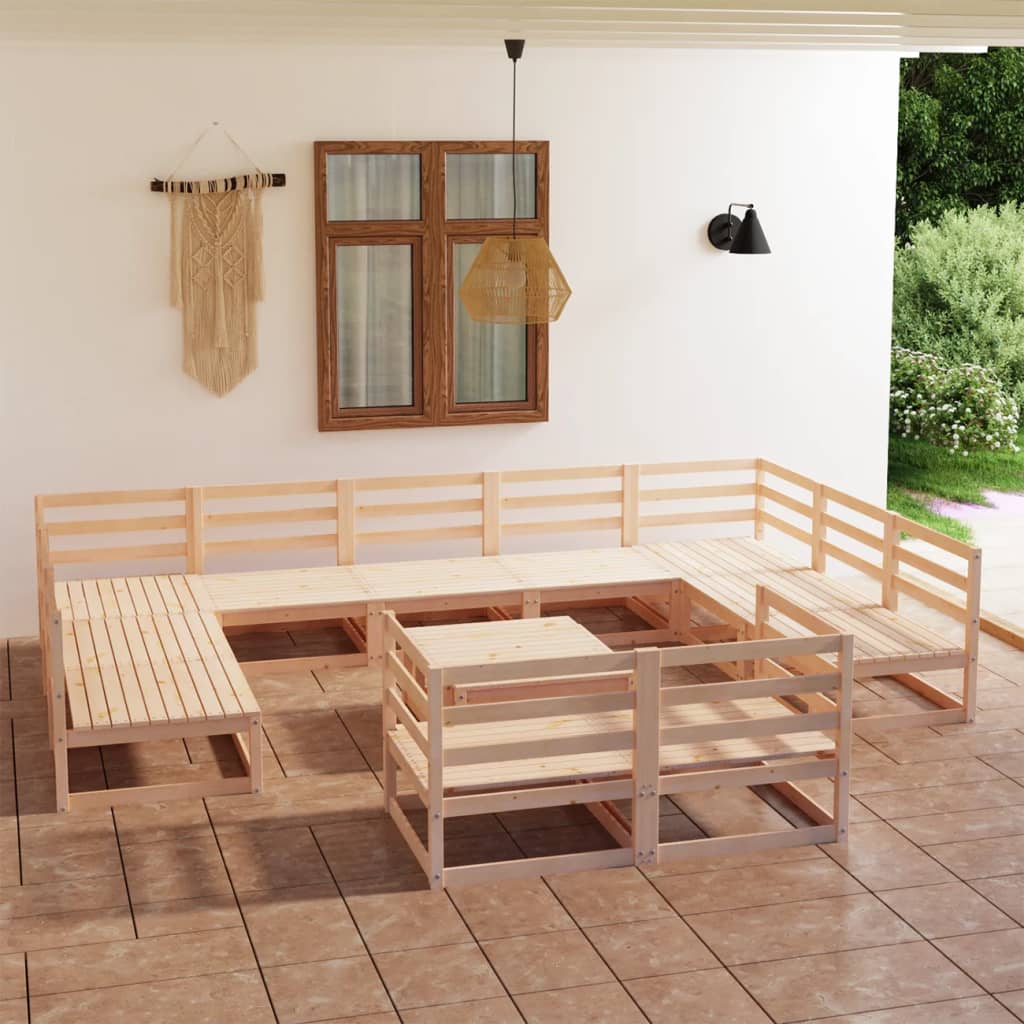 vidaXL Set mobilier de grădină, 12 piese, lemn masiv de pin vidaXL