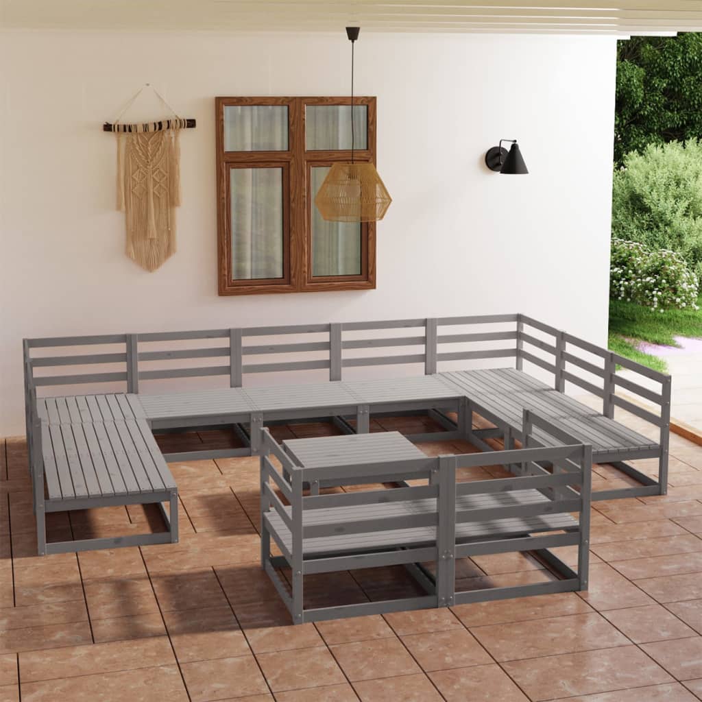 vidaXL 12-tlg. Garten-Lounge-Set Massivholz Kiefer