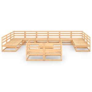 vidaXL Sodo poilsio baldų komplektas, 13 dalių, pu&scaron;ies masyvas