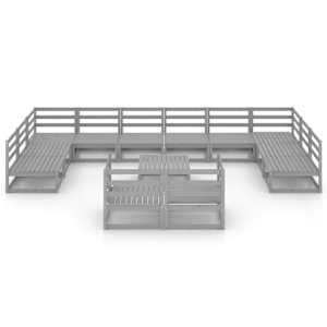 vidaXL Sodo poilsio baldų komplektas, 13 dalių, pu&scaron;ies masyvas