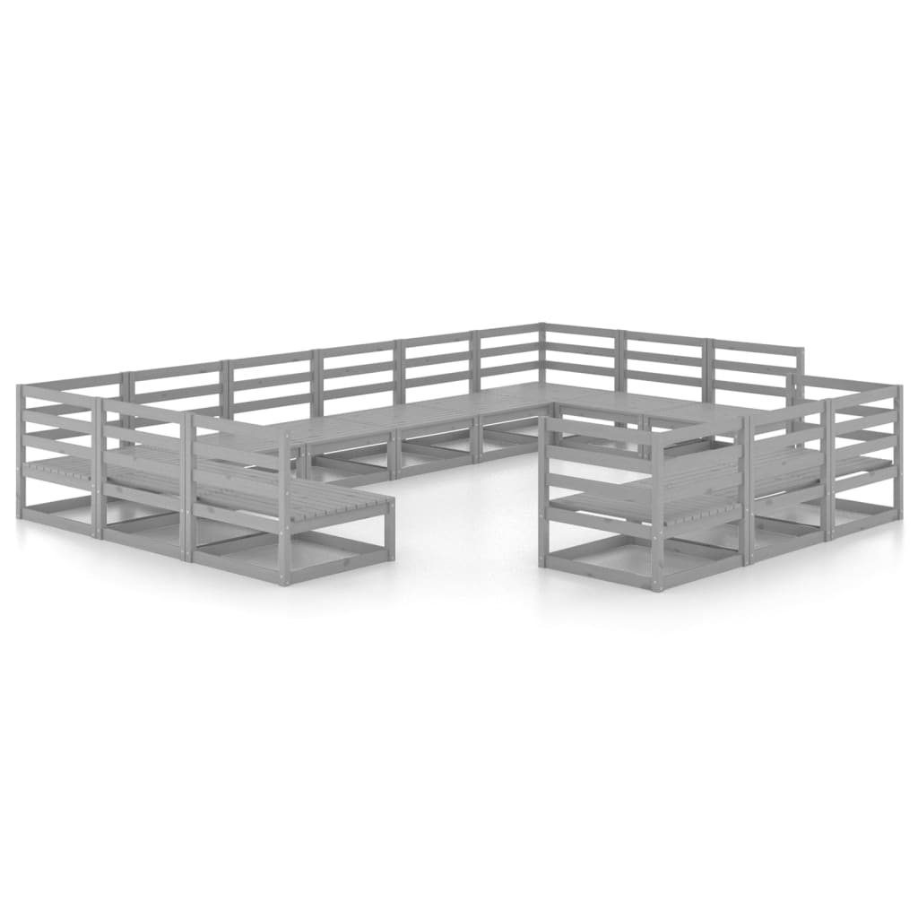 Градински лаундж комплект, 13 части, бор масив