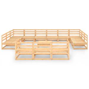 vidaXL Sodo poilsio baldų komplektas, 14 dalių, pu&scaron;ies masyvas