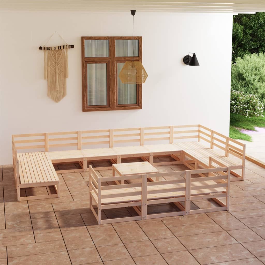 vidaXL Set mobilier de grădină, 14 piese, lemn masiv de pin vidaXL