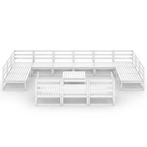 vidaXL Sodo poilsio baldų komplektas, 14 dalių, pu&scaron;ies masyvas