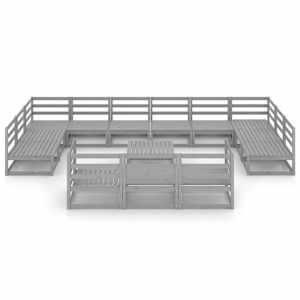 vidaXL Sodo poilsio baldų komplektas, 14 dalių, pu&scaron;ies masyvas