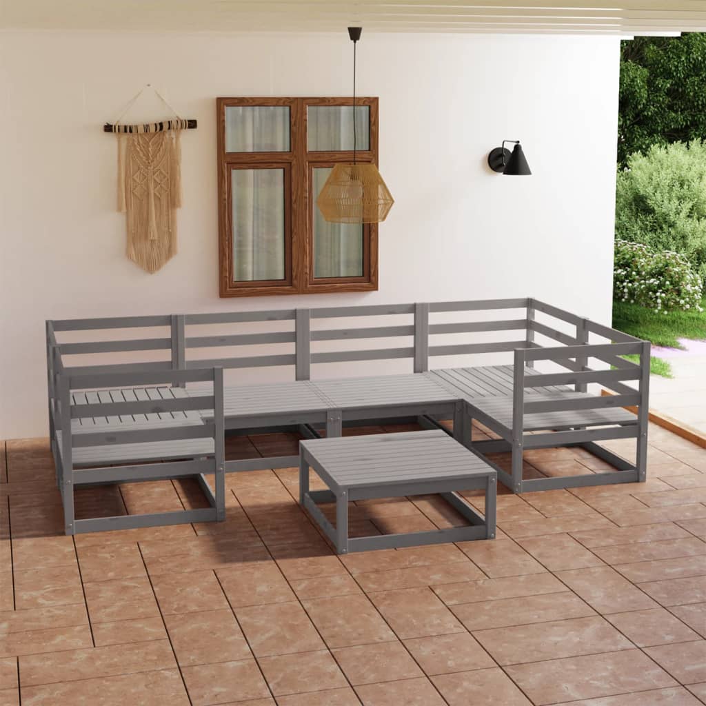 vidaXL 7-tlg. Garten-Lounge-Set Massivholz Kiefer