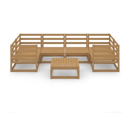 vidaXL Sodo poilsio baldų komplektas, 7 dalių, pu&scaron;ies medienos masyvas